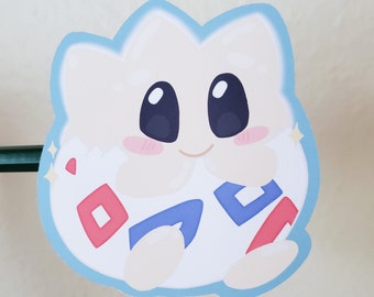 3" Togepi Chibi Vinyl Sticker, Cute Pocket Monster | Cute foodies sticker | Laptop sticker | Gift for game lovers | Cute Decal