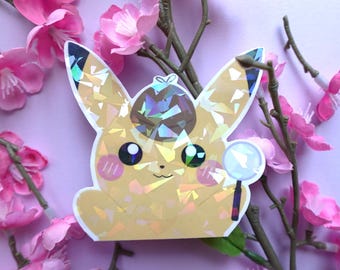 Detective Pikachu Peeker Sticker, Chibi Vinyl Decal