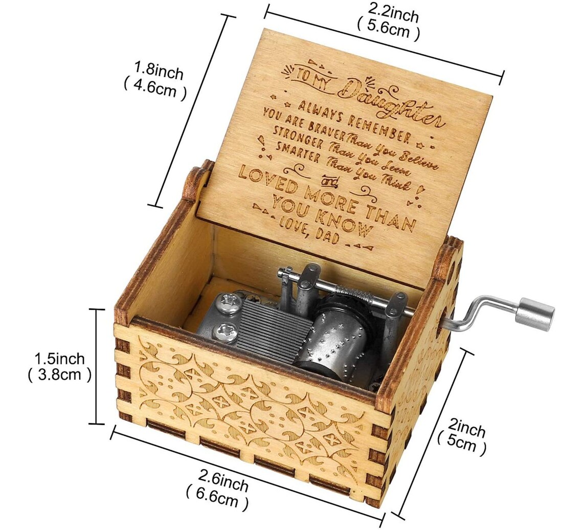 Hand Crank Wood Music BoxesLaser Engraved Vintage Wooden Etsy