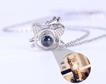 Cat Necklace • Pet Photo Necklace • Personalized Cat Necklace • Picture Necklace • Pet Memorial Gift • Pet Lover Gift • Christmas Gift