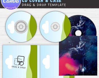 Plantilla editable de Canva para carátula y estuche de CD (arrastrar y soltar fácilmente), plantilla de sublimación de etiquetas de CD, plantilla de DVD, carátula de disco editable