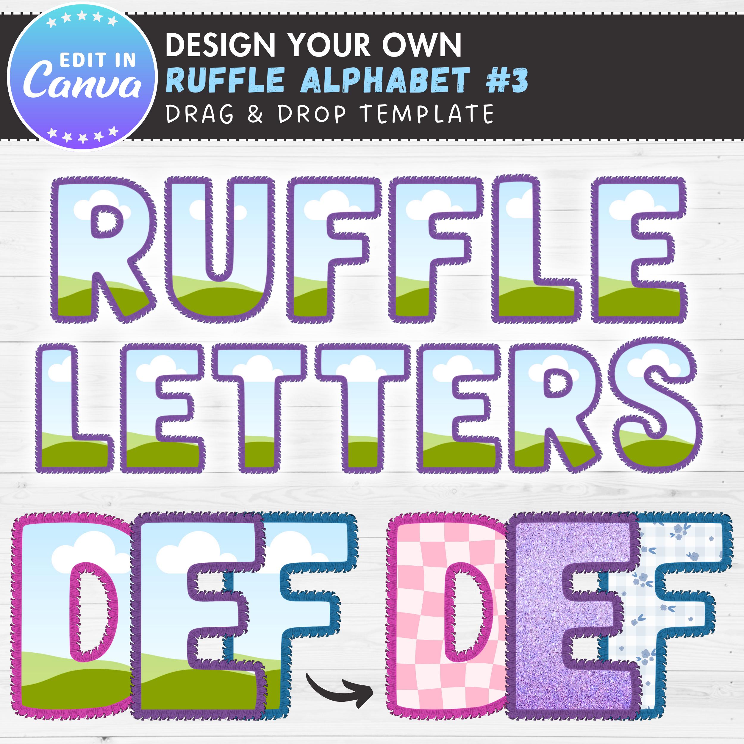 Outlay Template Ruffle Ruffle Alphabet Canva Frames, Ruffle Border Letters & Numbers PNG, Drag ...