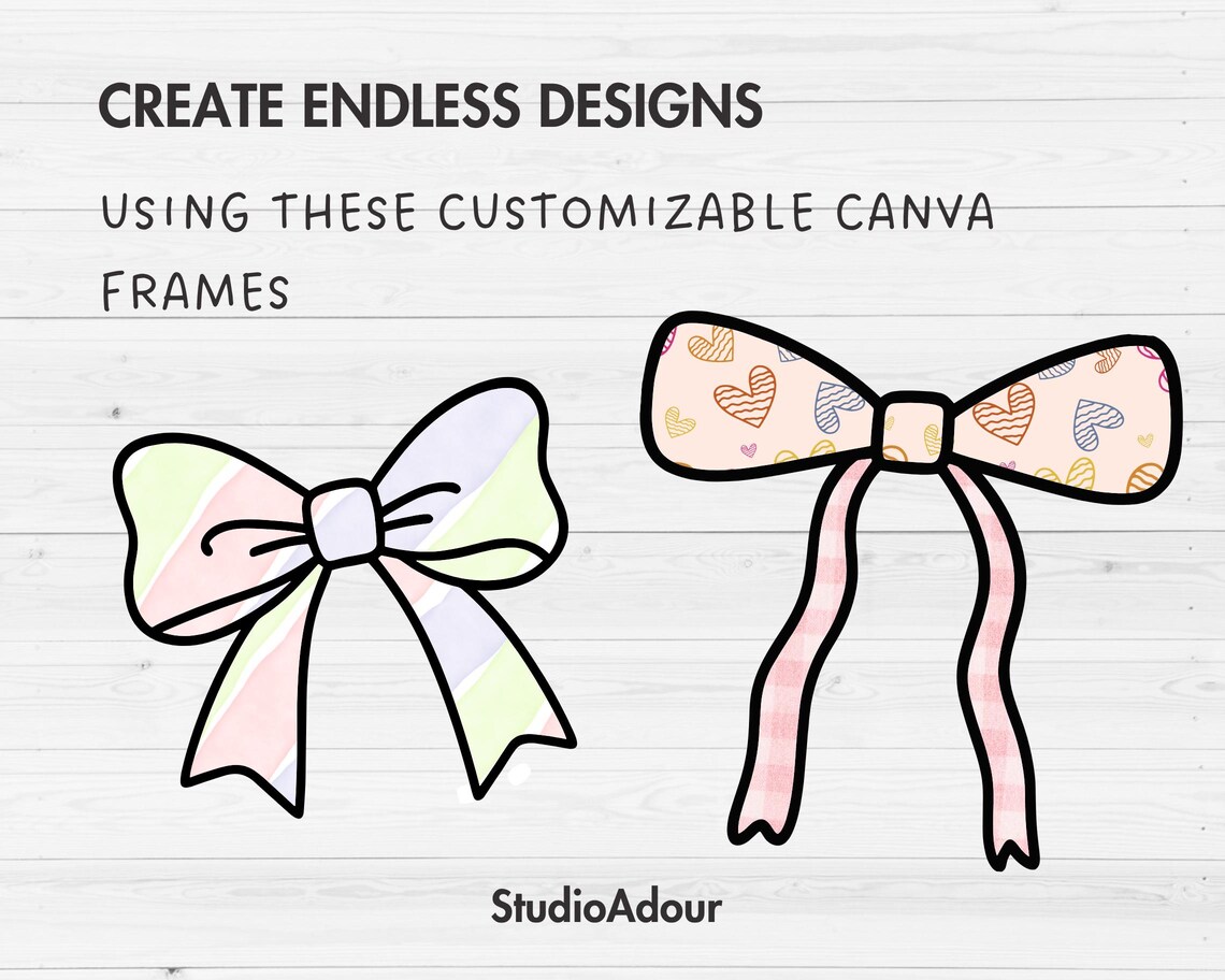 Bow Editable Canva Template, Coquette Bow Canva Frames, Easy Drag and ...