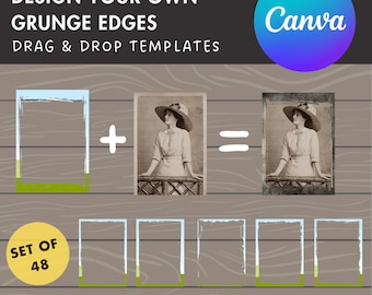 Design Your Own Grunge Edge Canva Frames, Grunge Border Canva Templates, Easy Drag and Drop, Weathered Border, Editable Aged Photo Frames