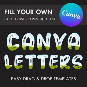 Fill Your Own Doodle Letters on Canva, Horror Alphabet, Canva Frames Bundle, Drag and Drop, Editable Canva Template, Halloween Letters PNG