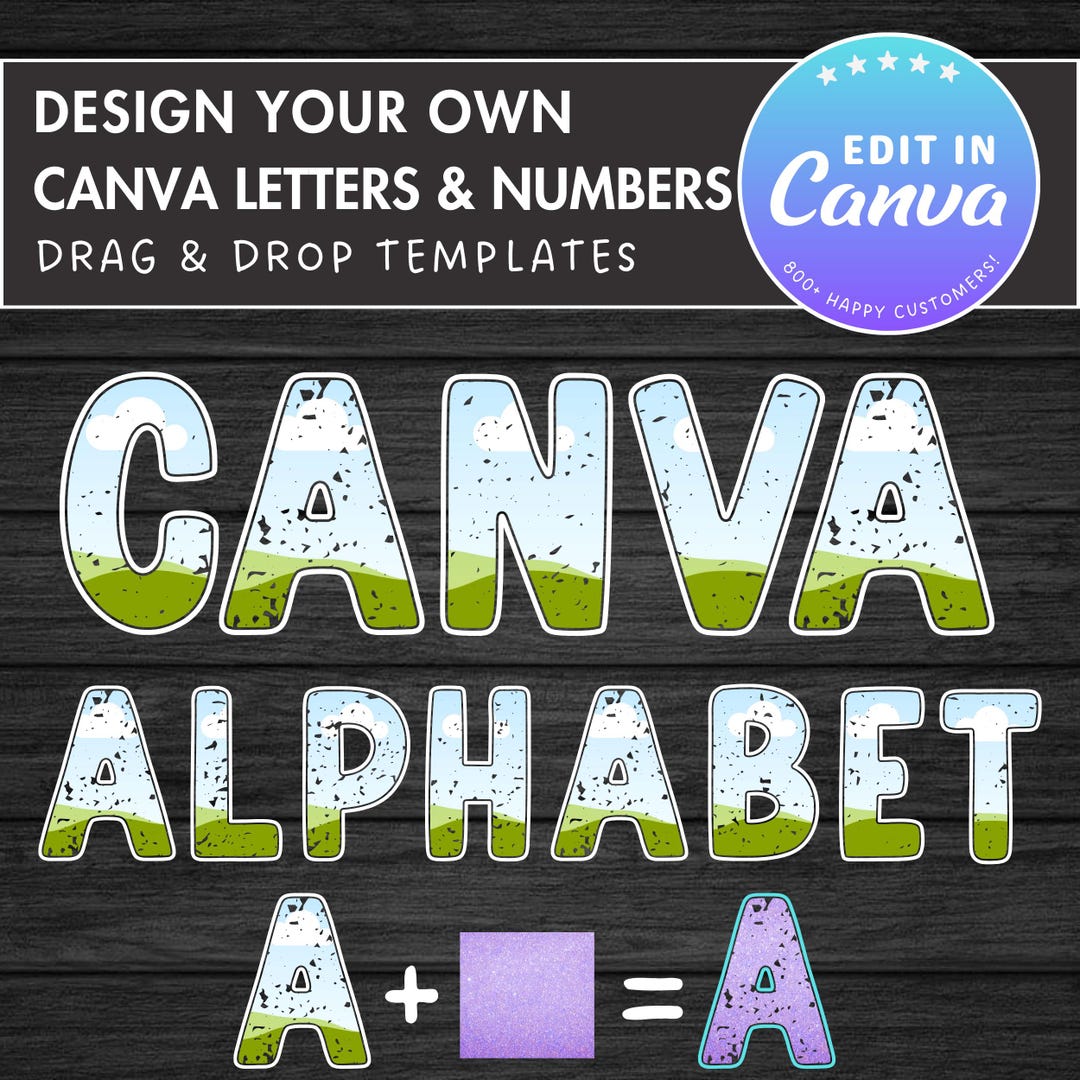 Distressed Canva Alphabet, Grunge Letters & Numbers Canva Template ...