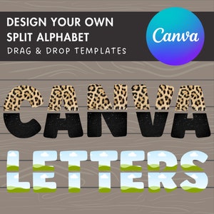 Split Canva Alphabet, Stencil Letters and Numbers, Drag and Drop, Canva Frames Bundle, DIY Letters Frames Canva, Editable Canva Letters