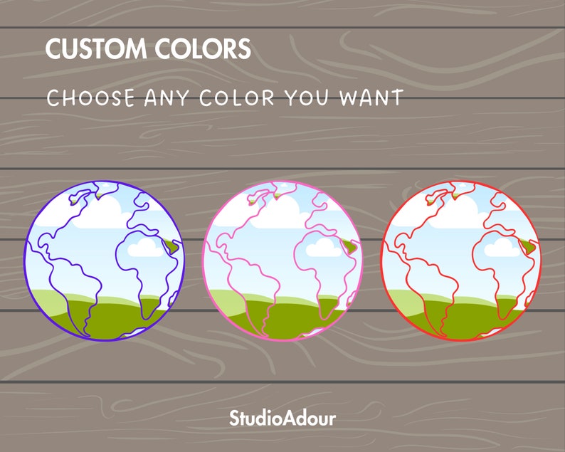 Design Your Own Planet Earth on Canva, Globe Canva Template, Easy Drag & Drop, Planet Clipart, Layered Earth, World Map Silhouette image 7