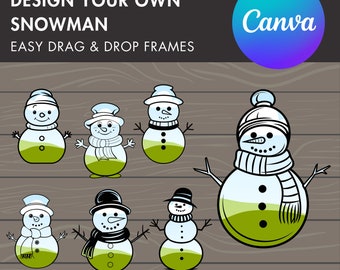 Ontwerp je eigen sneeuwpop op canvas, bewerkbare kerstsneeuwpopsjabloon, canvasframes slepen en neerzetten, sneeuwpopsilhouetten, kerstmis, winter, png PNGEgg