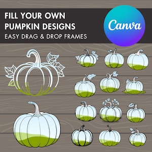 Pumpkins Canva Frames, Drag and Drop Canva Templates, Fall Halloween Spooky Season, Editable Canva Template, Fillable Pumpkin Mockups