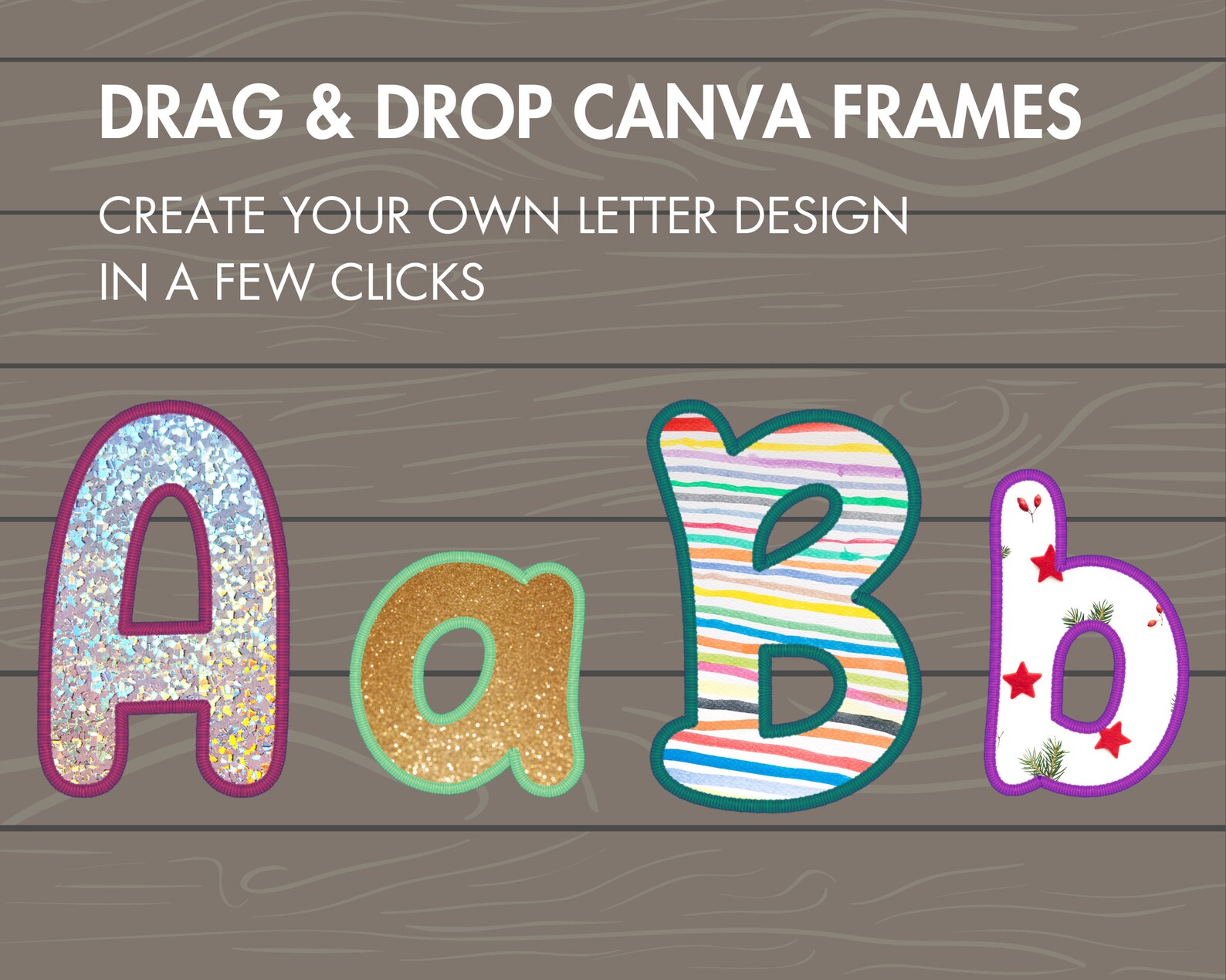 Digital Stitch Doodle Letter PNG, Faux Embroidery Applique Letters and Numbers, Drag and Drop