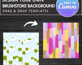 Design Your Own Brushstroke Background Canva Frame, Grunge Canva Template, Drag and Drop Canva Frames Bundle, Editable Messy Paint Canva PNG