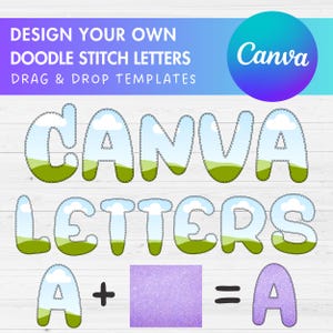 Canvaで独自のステッチ文字と数字をデザイン、落書き文字、デジタルステッチ文字、ドラッグアンドドロップ、Canvaテンプレート、編集可能な文字
