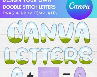 Design Your Own Stitch Letters & Numbers on Canva, Doodle Letters, Digital Stitch Letters, Drag and Drop, Canva Template, Editable Letters