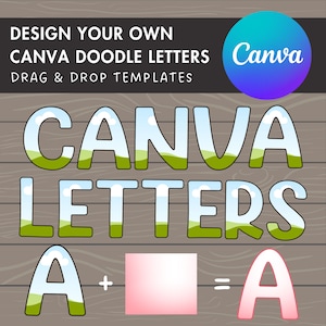 Projete suas próprias letras Doodle no Canva, modelo Doodle Alphabet Canva, letras de arrastar e soltar, letras editáveis desenhadas à mão, molduras Canva