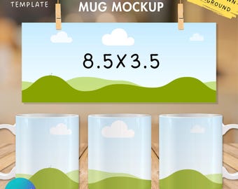 11 Oz Mug Canva Mockup, Full Wrap Mug Canva Frame, Drag and Drop, Editable 11oz Coffee Mug Mockup, Mug Canva Template, Sublimation Designs