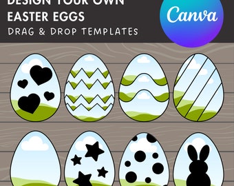 Entwerfe dein eigenes Osterei auf Canva, Osterei Canva Template, ziehen und ablegen, Canva Frames Bundle, Frohe Ostern, Osterhase, Clip Art