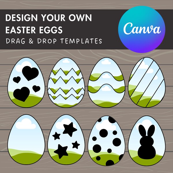 Design Your Own Easter Egg on Canva, Easter Egg Canva Template, Drag and Drop, Canva Frames Bundle, Happy Easter, Easter Bunny, Clip Art