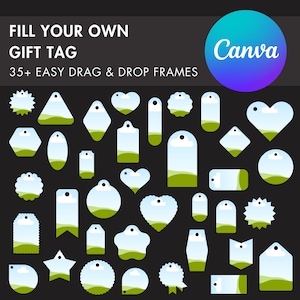 Design Your Own Tag on Canva, Editable Gift Tag Template, Tag Canva Frames Bundle, Price Tag Drag and Drop Canva Frames, Tag Silhouettes