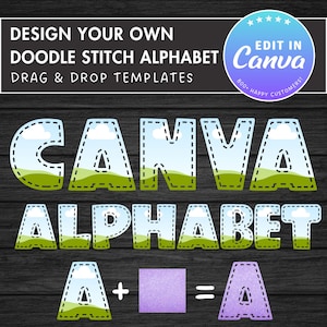 Design Your Own Stiched Letters on Canva, Doodle Letters PNG, Canva Frames Bundle, Editable Canva Letters, Drag and Drop, Digital Stitch
