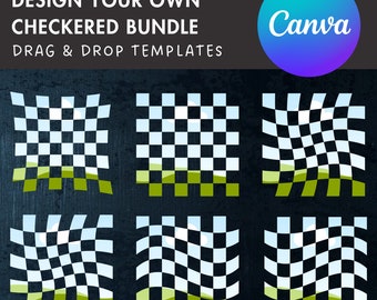 Design Your Own Checkered Canva Frames, Check Background Canva Template, Drag and Drop, Seamless Checkered Pattern, Checkered Bundle