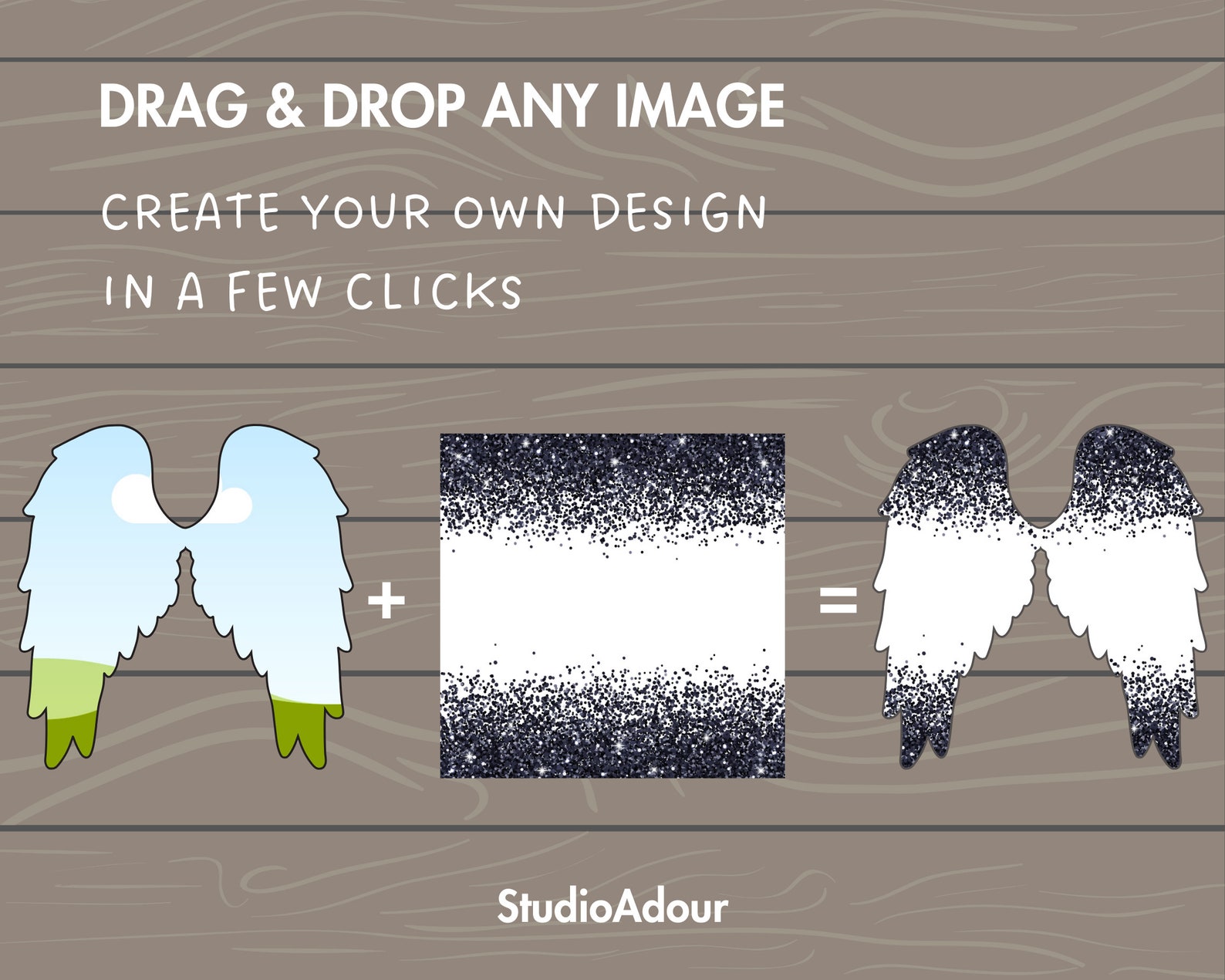 Wing Design Frame Design Your Own Angel Wings on Canva, Wings Canva Template, Drag and ...