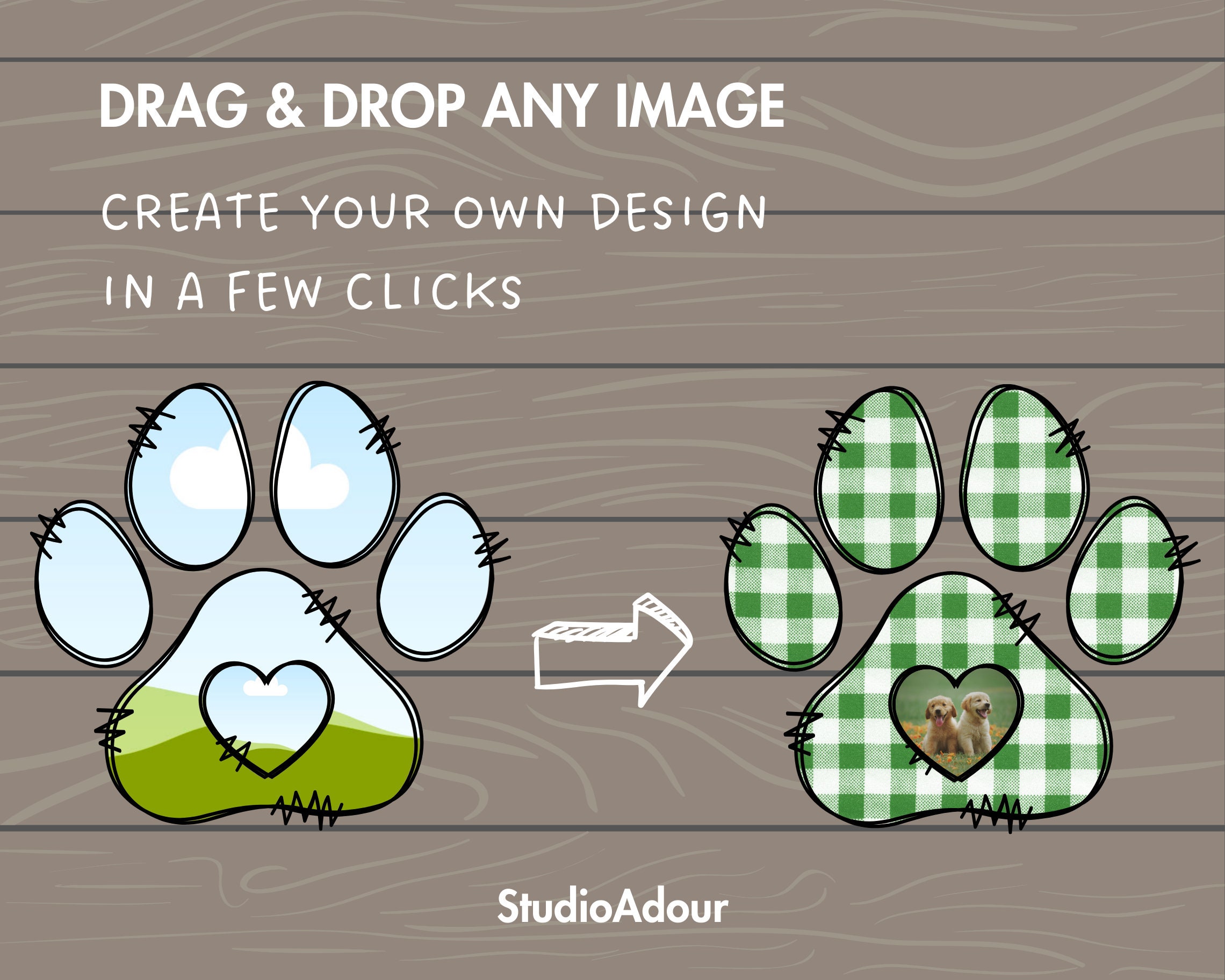 Design Your Own Doodle Paw Canva Frames, Paw Canva Template, Drag and ...