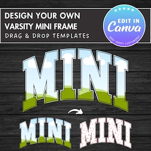 Designa din egen mini-Canva-ram, redigerbar mini-Canva-mall, dra och släpp, sublimeringsdesign, mammaliv, mini-Vorsity-PNG, sport- och högskoleutbildning