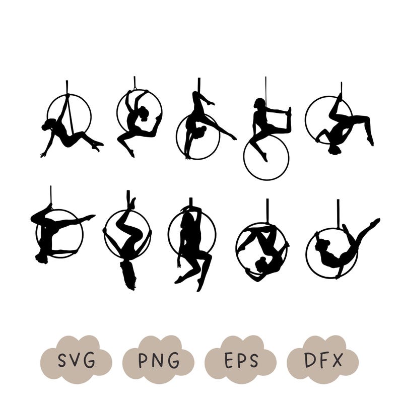 Aerial Hoop SVG, Aerial Hoop Cut File, Aerialist Shapes, Acrobat