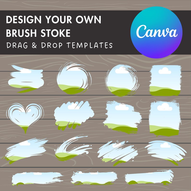Design Your Own Brush Stoke on Canva, Ink Brush Canva Template, Canva