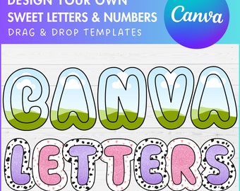 Designa dina egna Canva-ramar med stora bokstäver och siffror, Canva-mall för klotteralfabetet, enkel dra-och-släpp-design, sublimeringsbokstäver PNG