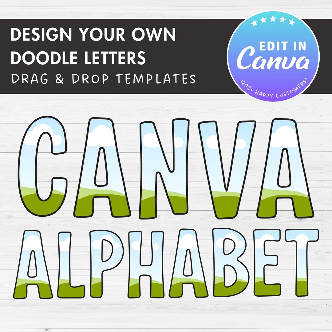 Design Your Own Canva Letters, Doodle Alphabet Canva Template, Drag ...