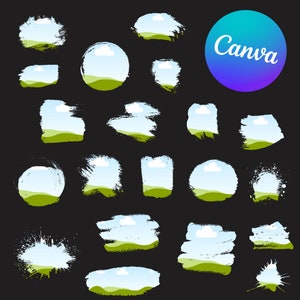 Fill Your Own Paint Splash Canva Frames, Paint Splatter Canva Frames, Drag and Drop Canva Frames Bundle, Editable Abstract Pattern Templates