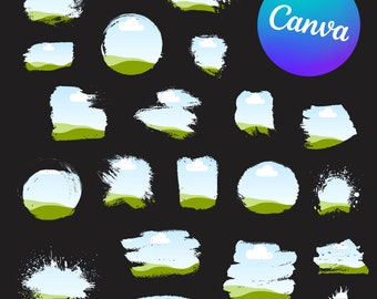 Fill Your Own Paint Splash Canva Frames, Paint Splatter Canva Frames, Drag and Drop Canva Frames Bundle, Editable Abstract Pattern Templates