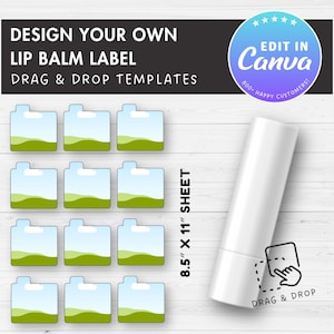 Lip Balm Label Editable Canva Template, Easy Drag & Drop, Chapstick Label Sublimation Template, Lip Gloss Wrap Template, Canva Frames Bundle