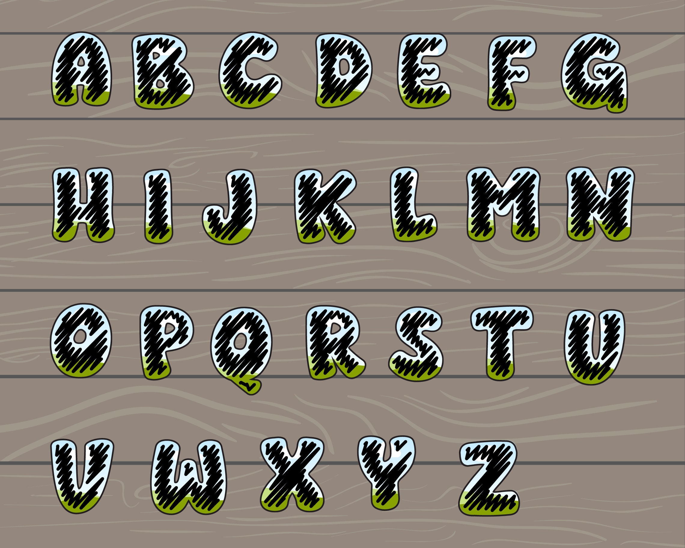 Scribble Letters Canva Frames, Editable Alphabet Template, Easy Drag ...