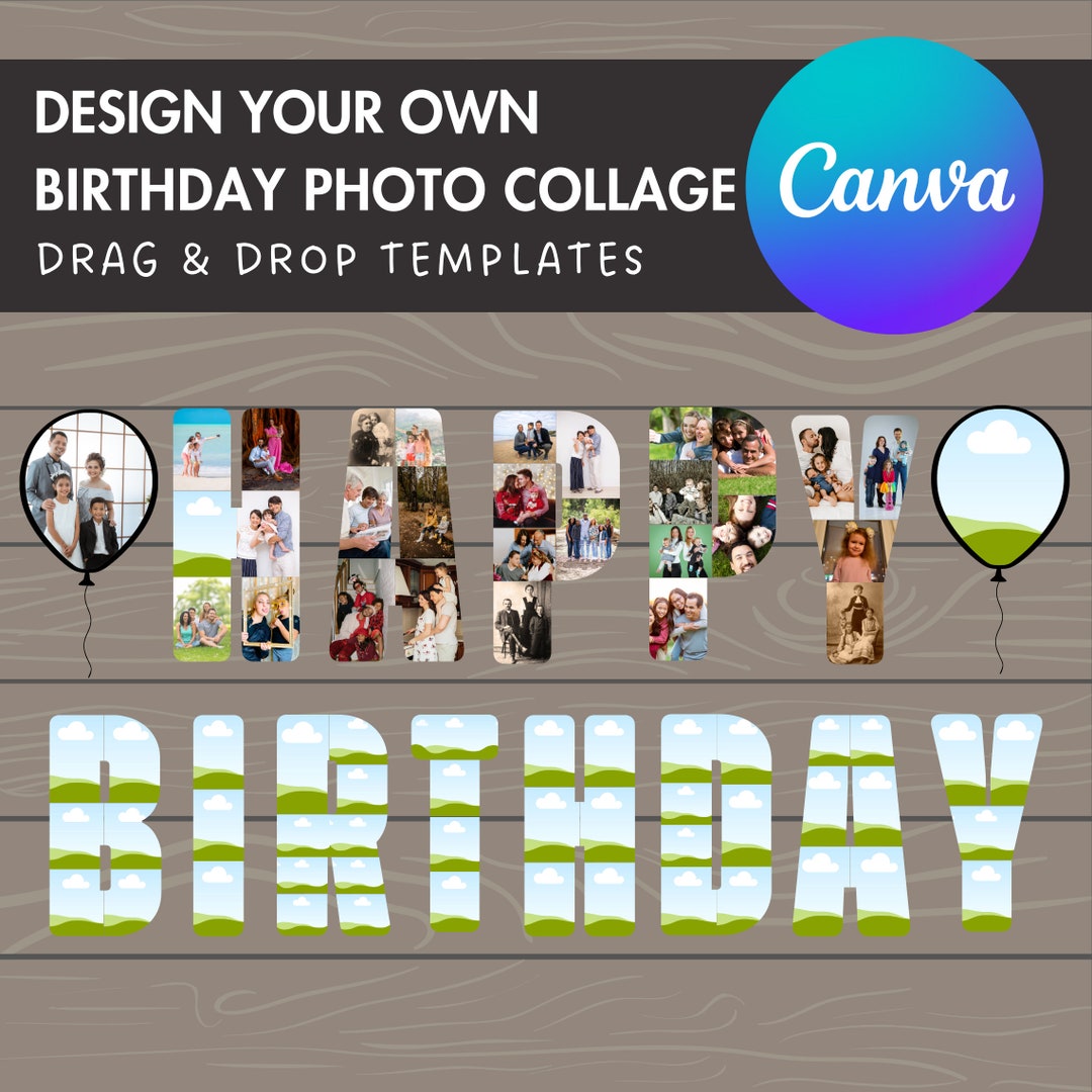 Design Your Own Birthday Photo Collage in Canva, Canva Frames Bundle ...