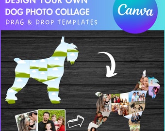 Diseña tu propio collage de fotos de Schnauzer en Canva, Plantilla de Canva de collage de perros editable, Foto de arrastrar y soltar, Collage de amantes de los perros, Collage de bricolaje
