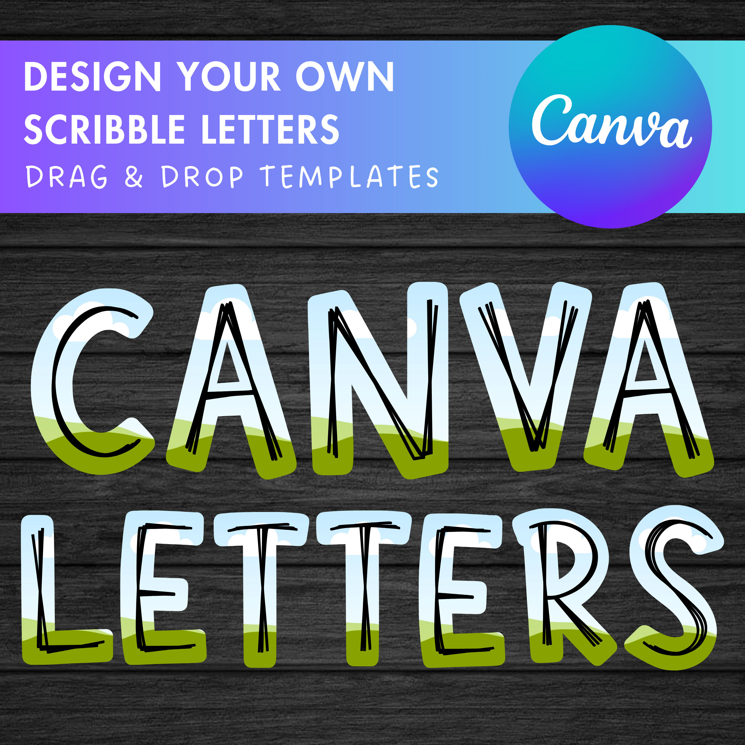 Design Your Own Scribble Letters on Canva, Doodle Alphabet Canva Template, Easy Drag and Drop, Editable Hand-Drawn Letters & Numbers, PNG
