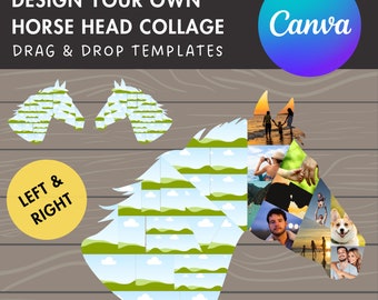 Design Your Own Horse Head Photo Collage Canva, Drag and Drop Photo, Editable Collage Canva Template, Horse Head DIY Collage, Horse Print