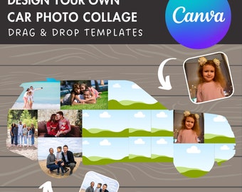 Design Your Own Car Photo Collage in Canva, Editable Collage Canva Template, Drag and Drop Photo, Car Canva Frames, DIY Family Photo Collage