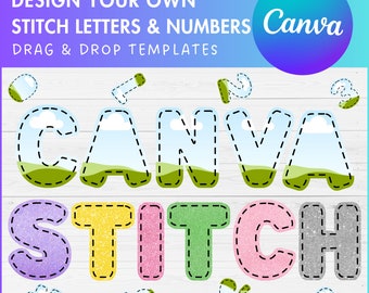 Design Your Own Stitch Letters & Numbers on Canva, Doodle Letters, Digital Stitch Letters, Drag and Drop, Canva Template, Editable Letters