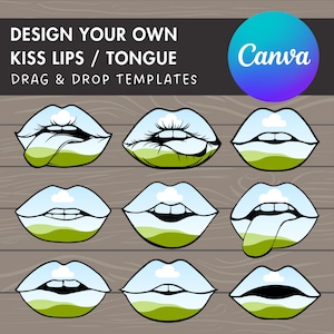 Designe deine eigenen Lippen auf Canva, Mund Lippen Canva Vorlage, ziehen und ablegen, Rote Lippen Canva Rahmen Bundle, Kuss Lippen, Valentinstag Lippen Bild 1