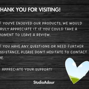 May include: Thank you for visiting! If you've enjoyed our products, we would truly appreciate it if you could take a moment to leave a review. If you have any questions or need further assistance, please don't hesitate to contact me. I appreciate your support! StudioAdour