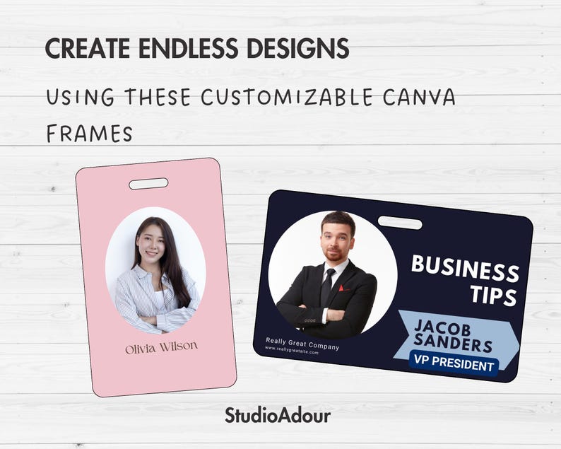 ID Badge Editable Canva Template, Name ID Badge, Drag and Drop, Staff ...