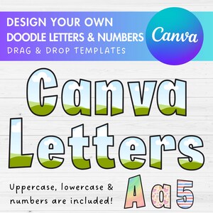 Design Your Own Doodle Letters on Canva, Drag and Drop, Uppercase & Lowercase Canva Alphabet Template, Letters PNG, Canva Frames Bundle