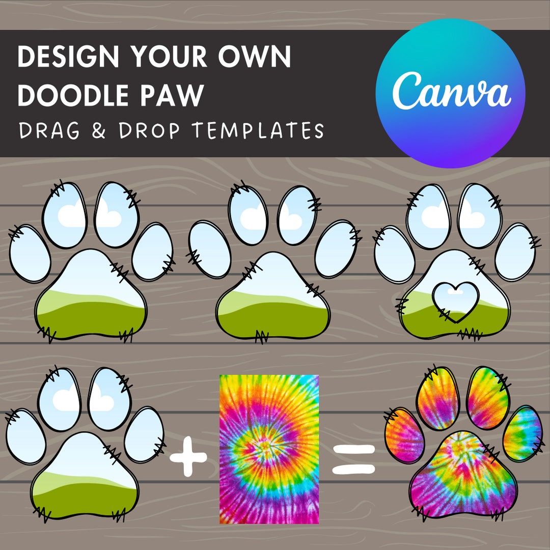 Design Your Own Doodle Paw Canva Frames, Paw Canva Template, Drag and ...