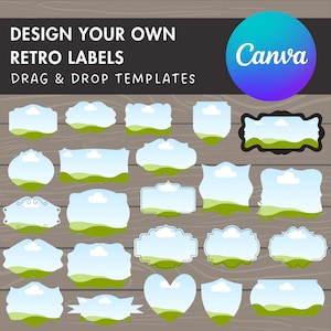 Design Your Own Vintage Label, Editable Label Canva Template, Canva Frames Bundle, Retro Badge, Drag & Drop, Vintage Frames, Retro Price Tag