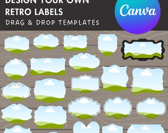 Design Your Own Vintage Label, Editable Label Canva Template, Canva Frames Bundle, Retro Badge, Drag & Drop, Vintage Frames, Retro Price Tag