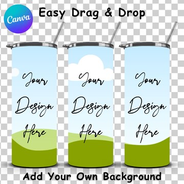 20 OZ Skinny Tumbler Mockup, Realistic Tumbler Mockup, Editable Tumbler Canva Template, Drag and Drop Canva Frame, Sublimation Mockup